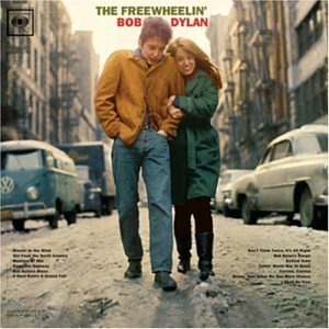 專輯The Freewheelin' Bob Dylan，Blowin in the Wind。 圖片來源自Columbia